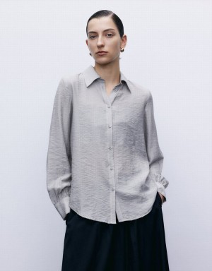 Urban Revivo 2 In 1 Button Up Women's Shirts Light Grey | QKA10072MY