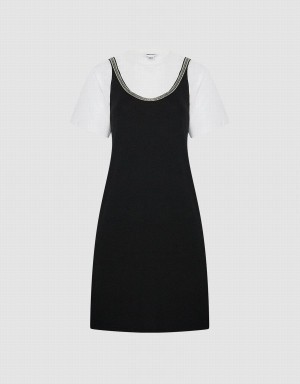 Urban Revivo 2 In 1 Knitted Women's Dress Black | WOK7076UP