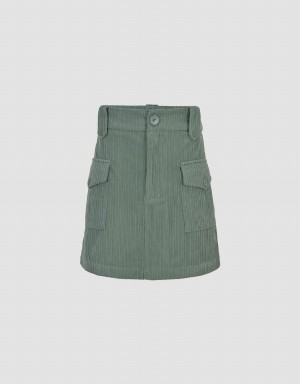 Urban Revivo A-Line With Flap Pockets Women's Skirts Green | NYX4547ZD