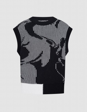 Urban Revivo Abstract Pattern Women's Tank Top Black | XHC8317WF