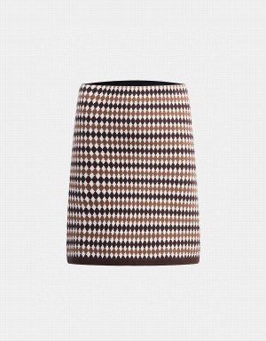 Urban Revivo Argyle Pattern A-Line Knitted Women's Skirts Brown | UXA1473TH