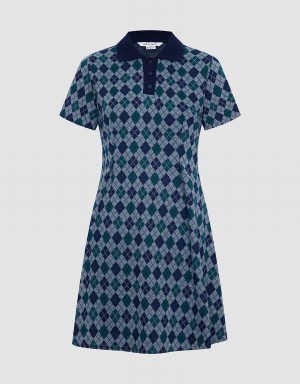 Urban Revivo Argyle Printed A-Line Women's Dress Green | LEU5910DV