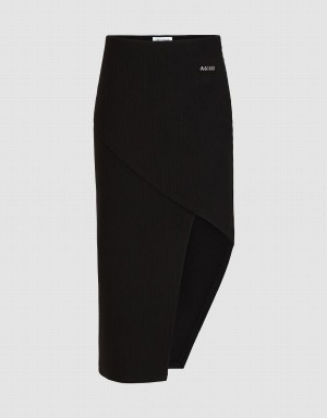 Urban Revivo Asymmetric Straight Women's Skirts Black | GOT8279AW