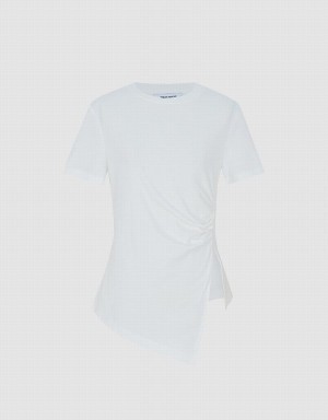 Urban Revivo Asymmetrical Hem Women's T Shirts White | OCI8186VE