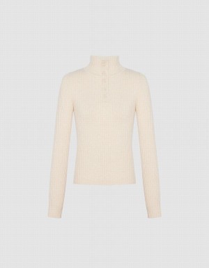 Urban Revivo Button Half Placket Knitted Women's Cardigan Beige | AON916UF