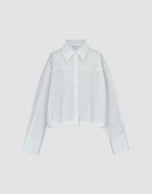 Urban Revivo Button Up Balloon Women's Shirts White | CYU1170EP