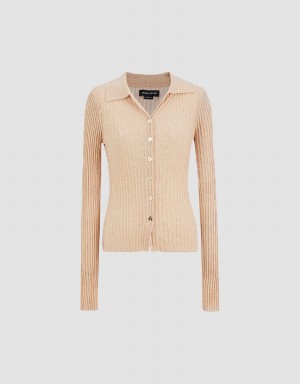 Urban Revivo Button Up Knitted Women's Cardigan Khaki | NSX2769DR