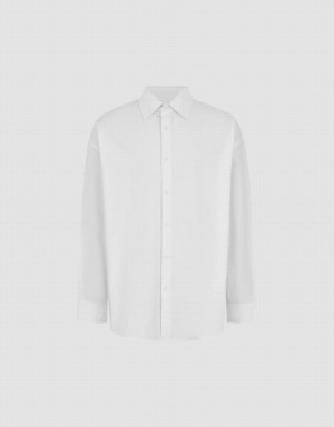 Urban Revivo Button Up Loose Men's Shirts White | AID3859RJ