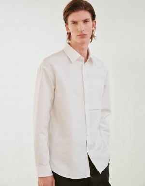 Urban Revivo Button Up Loose Men's Shirts White | FGF9224TW