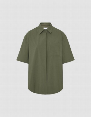 Urban Revivo Button Up Loose Women's Shirts Green | YIB2366WU