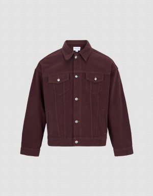 Urban Revivo Button Up Men's Denim Jackets Red | VOW3814RR