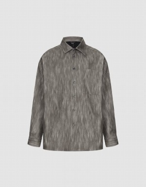 Urban Revivo Button Up Printed Men's Shirts Grey | WAP3342MC