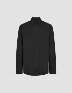 Urban Revivo Button Up Straight Men's Shirts Black | GTT9535DH