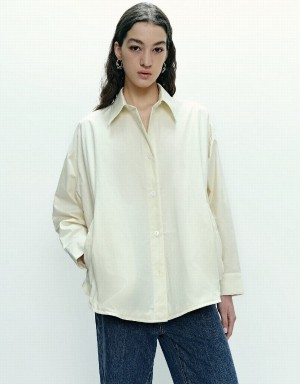 Urban Revivo Button Up Straight Women's Jackets White | YPG9189ST