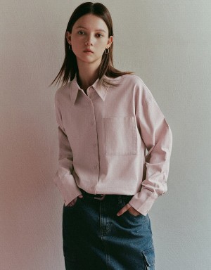 Urban Revivo Button Up Straight Women's Shirts Pink | XAW24100KC