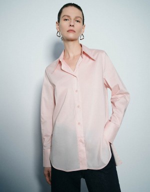 Urban Revivo Button Up Straight Women's Shirts Pink | DAT6855PH