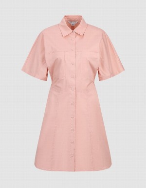 Urban Revivo Button Up Women's Dress Pink | NIY5898ER