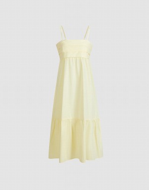 Urban Revivo Cami Ruffle Hem Midi Women's Dress Yellow | PKN3240BN