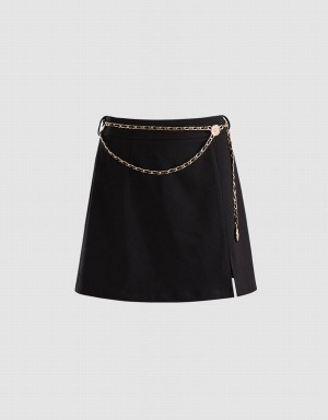 Urban Revivo Chain Detail Mini Women's Skirts Black | SDJ8231FF