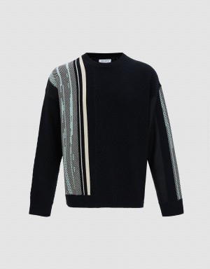 Urban Revivo Colorblock Men's Sweaters Black | VBU1649GH