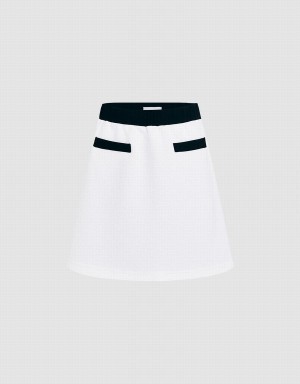 Urban Revivo Contrast Trim Mini Women's Skirts White | LRX7255ZW