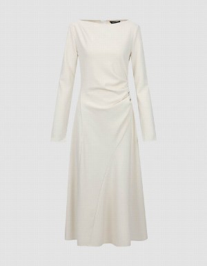 Urban Revivo Crew Neck A-Line Women's Dress White | CJI4062PI