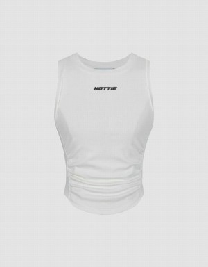 Urban Revivo Crew Neck Knitted Women's Tank Top White | XMV3677GV