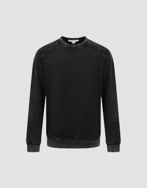 Urban Revivo Crew Neck Loose Men's Sweatshirts Black | MDN1141DE