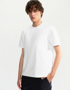 Urban Revivo Crew Neck Straight Men's T Shirts White | VVA2780ZJ