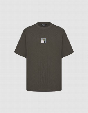 Urban Revivo Crew Neck Straight Men's T Shirts Dark Brown | LAN458AY