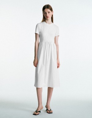 Urban Revivo Crew Neck Straight Women's Dress White | NAM388DG