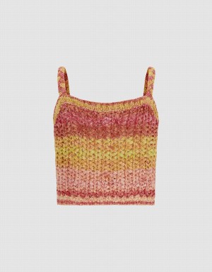 Urban Revivo Crochet Striped Knitted Cami Top Women's Cardigan Multicolor | TAA7268VQ