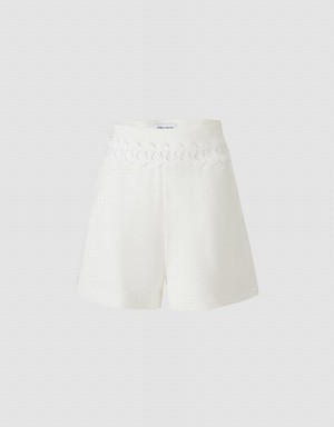 Urban Revivo Cut Out High Waist Women's Shorts White | KGL7285PT