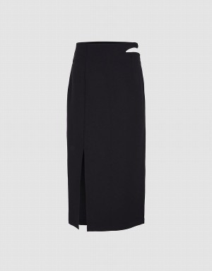 Urban Revivo Cut Out Split Hem Women's Skirts Black | KSO2094JU