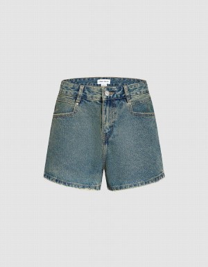 Urban Revivo Denim Women's Shorts Blue | IXF908UA