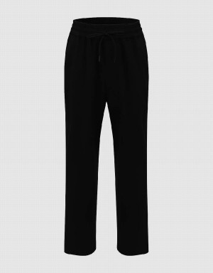 Urban Revivo Drawstring Waist Knitted Carrot Fit Men's Pants Black | BCP4658YM