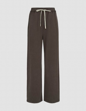 Urban Revivo Drawstring Waist Knitted Straight Women's Pants Dark Brown | UXC5785YE