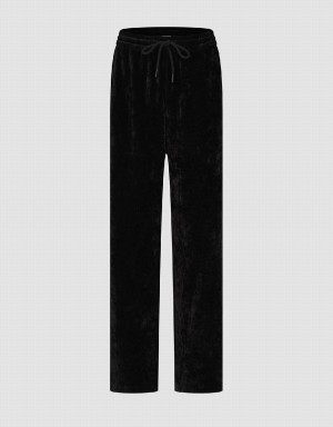 Urban Revivo Drawstring Waist Knitted Straight Women's Pants Black | AEX3186GA