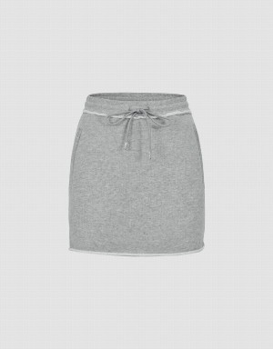 Urban Revivo Drawstring Waist Mini Straight Women's Skirts Grey | NTI9569RE