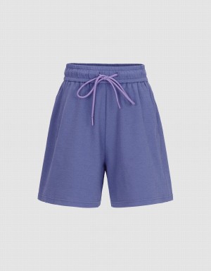 Urban Revivo Drawstring Waist Women's Shorts Blue | GRA2094WH