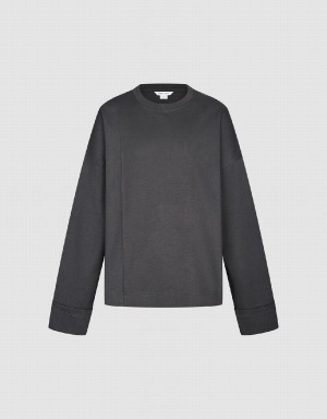 Urban Revivo Drop Shoulder Sleeve Crew Neck Men's Sweatshirts Dark Grey | MXZ2759BN