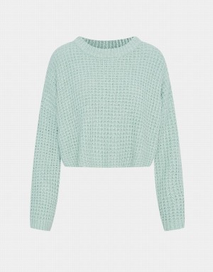 Urban Revivo Drop Shoulder Cropped Women's Sweaters Green | QOX7722YA