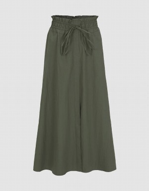 Urban Revivo Elastic Waist A-Line Women's Skirts Green | XML3568CA