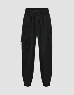 Urban Revivo Elastic Waist Jogger Men's Pants Black | YOD1492SR