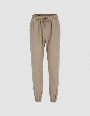 Urban Revivo Elastic Waist Jogger Men's Pants Khaki | XAL24KM