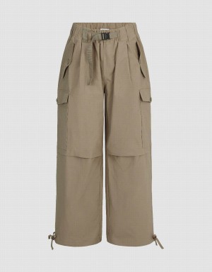 Urban Revivo Elastic Waist Jogger With Belt Men's Pants Khaki | TVZ5946AD