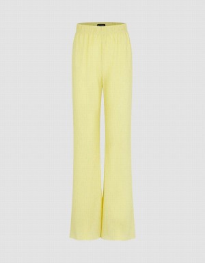 Urban Revivo Elastic Waist Knitted Flare Women's Pants Yellow | IFP7435QE