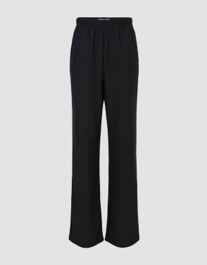 Urban Revivo Elastic Waist Knitted Straight Women's Pants Black | QIB4158AX