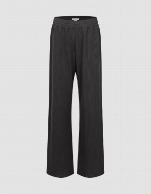 Urban Revivo Elastic Waist Knitted Straight Women's Pants Black | OCZ4743IG