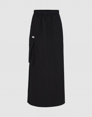 Urban Revivo Elastic Waist Midi Straight Women's Skirts Black | SSA9638KI